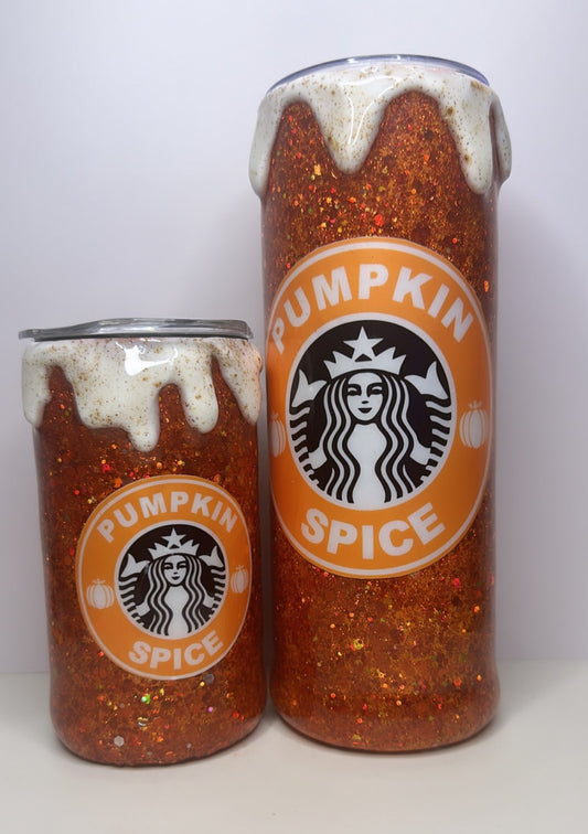 Pumpkin Spice Drip Glitter Tumbler