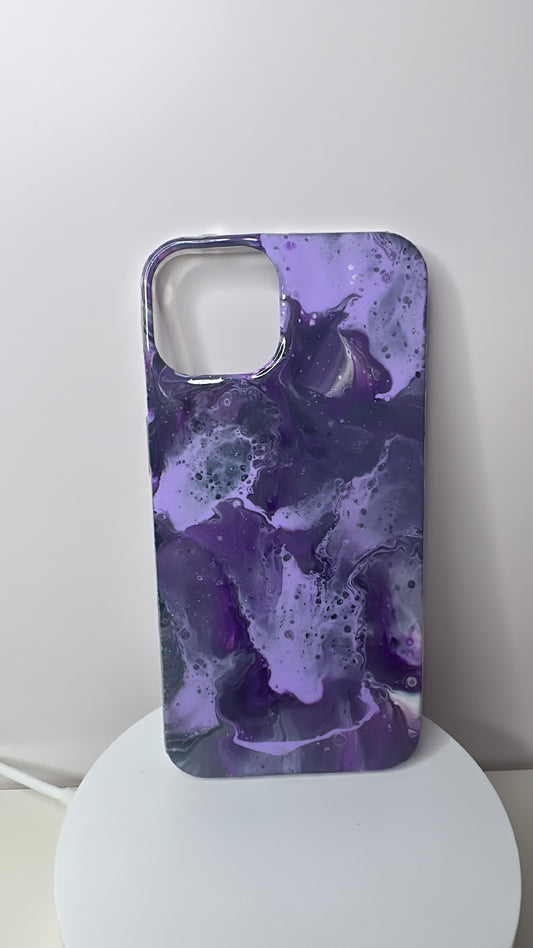 Purple, Grey and White Glitter Marbled Phone Case (iPhone13)