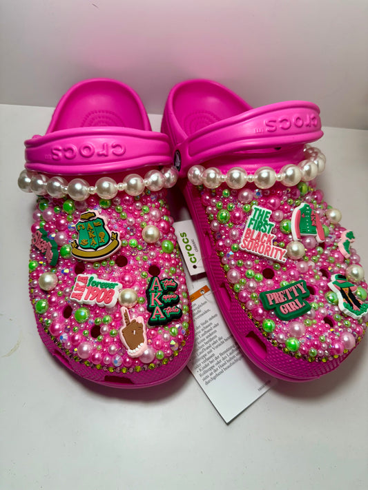 AKA Bling X Pearls Crocs