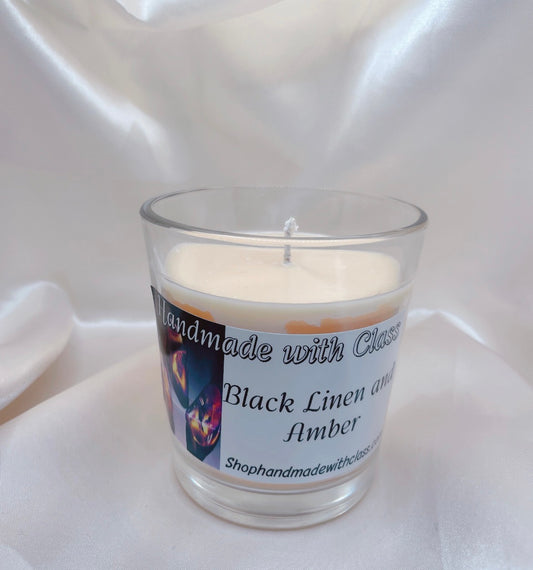 Black Linen and Amber Candle